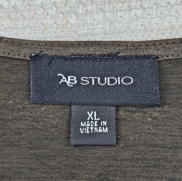 Vintage Y2K AB Studio Women's V-Neck Wrap Short Sleeve Layer Top Olive Size XL - Picture 7 of 9